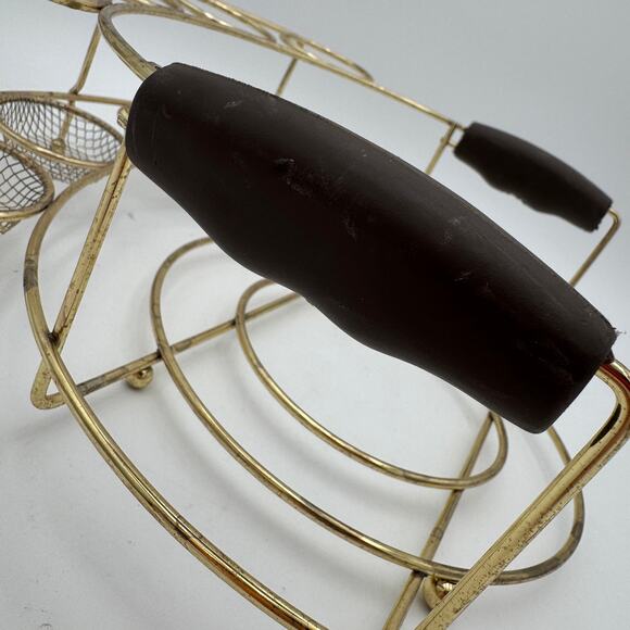 Vintage Buffet Serving Holder Gold Toned Metal Caddy 1980s - Picture 7 of 8